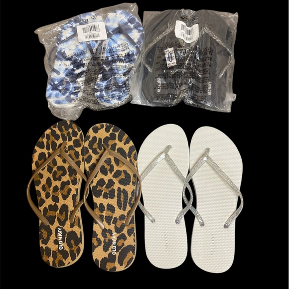 Old Navy Flip Flop Bundle Summer New/Used Size 8 Women’s Beach - Picture 1 of 1